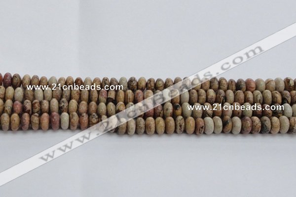CPT271 15.5 inches 6*10mm rondelle picture jasper beads wholesale