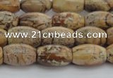 CPT272 15.5 inches 8*12mm rice picture jasper beads wholesale