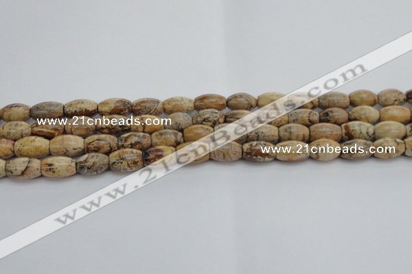 CPT272 15.5 inches 8*12mm rice picture jasper beads wholesale