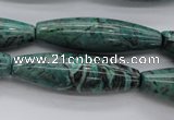 CPT307 15.5 inches 12*40mm rice green picture jasper beads