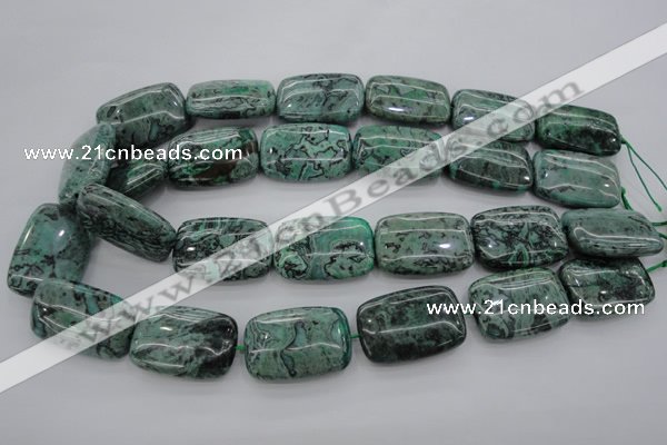 CPT315 15.5 inches 20*30mm rectangle green picture jasper beads