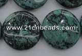 CPT332 15.5 inches 25mm flat round green picture jasper beads