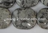 CPT354 15.5 inches 23*28mm rectangle grey picture jasper beads