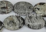 CPT356 15.5 inches 18*25mm oval grey picture jasper beads