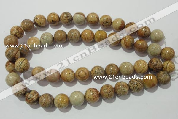 CPT458 15.5 inches 20mm round picture jasper beads wholesale