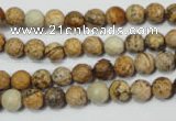 CPT501 15.5 inches 6mm faceted round picture jasper beads wholesale