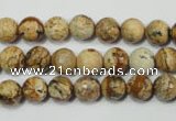 CPT502 15.5 inches 8mm faceted round picture jasper beads wholesale