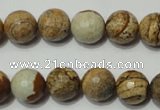 CPT503 15.5 inches 10mm faceted round picture jasper beads wholesale