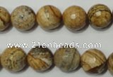 CPT504 15.5 inches 12mm faceted round picture jasper beads wholesale