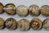 CPT505 15.5 inches 14mm faceted round picture jasper beads wholesale