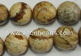 CPT506 15.5 inches 16mm faceted round picture jasper beads wholesale
