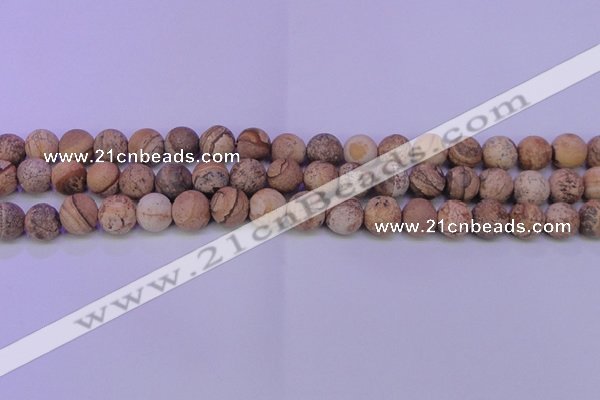 CPT523 15.5 inches 10mm round matte picture jasper beads