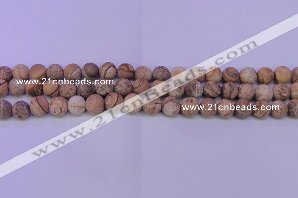 CPT524 15.5 inches 12mm round matte picture jasper beads