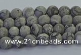 CPT570 15.5 inches 4mm round matte grey picture jasper beads