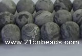 CPT572 15.5 inches 8mm round matte grey picture jasper beads