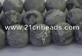 CPT573 15.5 inches 10mm round matte grey picture jasper beads