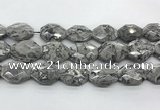 CPT580 18*25mm - 20*28mm faceted octagonal grey picture jasper beads