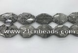 CPT582 30*40mm - 32*42mm faceted octagonal grey picture jasper beads
