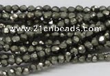 CPY03 16 inches 4mm faceted round pyrite gemstone beads wholesale