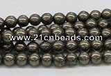 CPY05 16 inches 6mm round pyrite gemstone beads wholesale