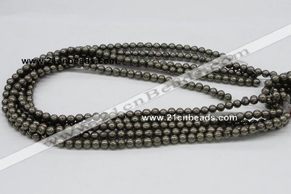 CPY05 16 inches 6mm round pyrite gemstone beads wholesale