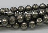 CPY06 16 inches 8mm round pyrite gemstone beads wholesale