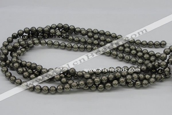 CPY06 16 inches 8mm round pyrite gemstone beads wholesale