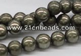 CPY07 16 inches 10mm round pyrite gemstone beads wholesale