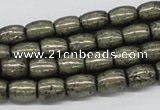 CPY09 16 inches 8*10mm drum-shaped pyrite gemstone beads wholesale