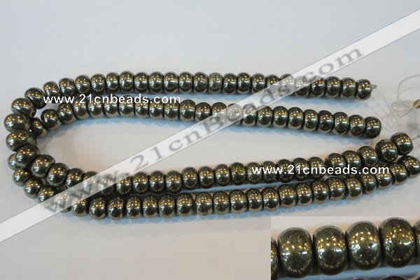 CPY102 15.5 inches 8*12mm rondelle pyrite gemstone beads wholesale