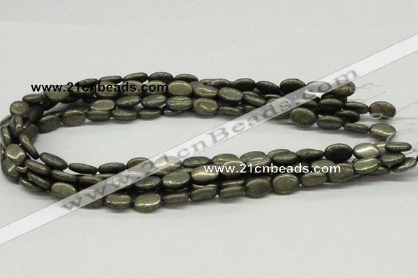 CPY12 16 inches 10*14mm oval pyrite gemstone beads wholesale