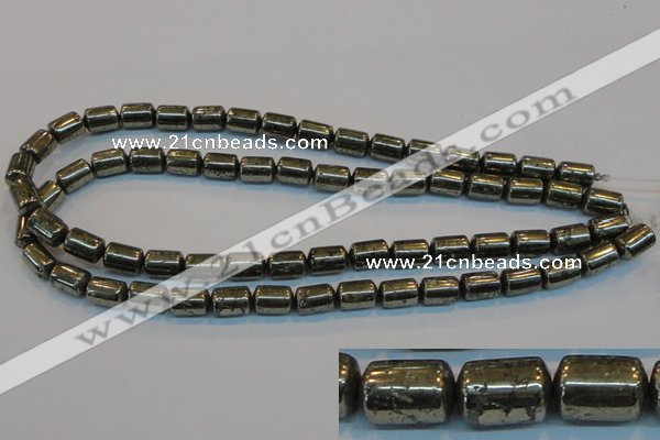 CPY122 15.5 inches 8*12mm tube pyrite gemstone beads wholesale