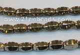 CPY141 15.5 inches 6*10mm rice pyrite gemstone beads wholesale