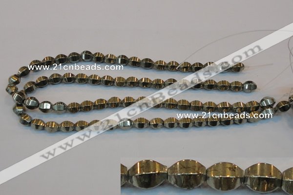 CPY142 15.5 inches 8*10mm rice pyrite gemstone beads wholesale