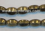 CPY144 15.5 inches 8*14mm rice pyrite gemstone beads wholesale