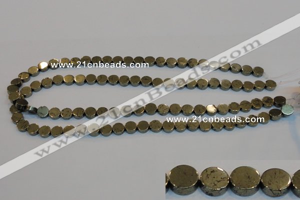 CPY151 15.5 inches 8mm coin pyrite gemstone beads wholesale