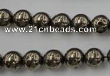 CPY204 15.5 inches 10mm round pyrite gemstone beads wholesale