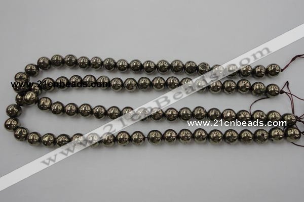 CPY204 15.5 inches 10mm round pyrite gemstone beads wholesale