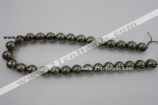 CPY206 15.5 inches 14mm round pyrite gemstone beads wholesale