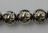 CPY207 15.5 inches 16mm round pyrite gemstone beads wholesale