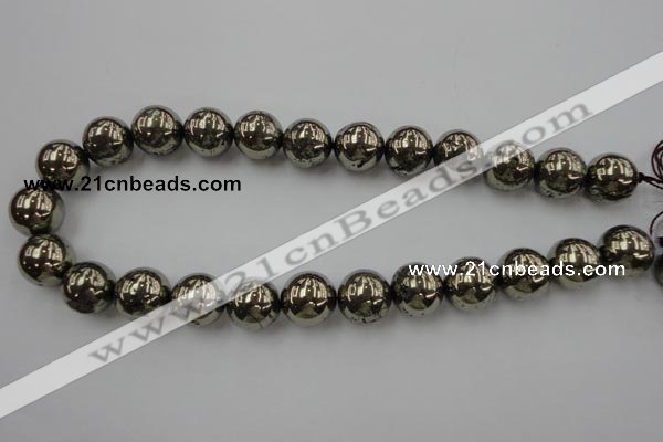 CPY207 15.5 inches 16mm round pyrite gemstone beads wholesale