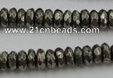 CPY216 15.5 inches 4*10mm faceted rondelle pyrite gemstone beads