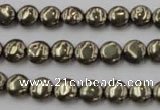 CPY220 15.5 inches 8mm flat round pyrite gemstone beads wholesale