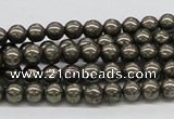 CPY23 16 inches 4mm round pyrite gemstone beads wholesale