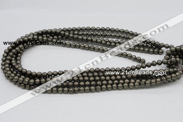 CPY23 16 inches 4mm round pyrite gemstone beads wholesale