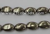 CPY231 15.5 inches 8*12mm oval pyrite gemstone beads wholesale