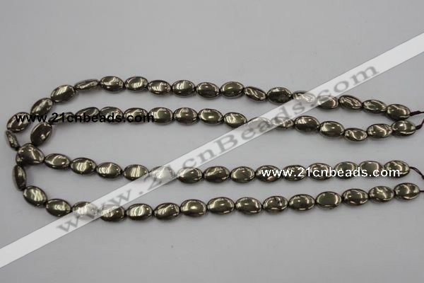 CPY231 15.5 inches 8*12mm oval pyrite gemstone beads wholesale