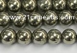 CPY260 15.5 inches 4mm round pyrite gemstone beads wholesale