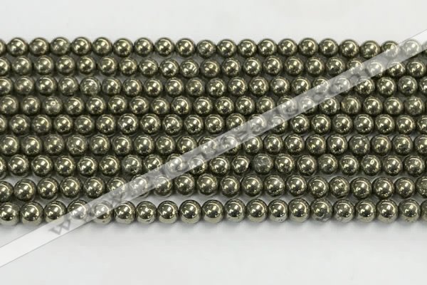 CPY260 15.5 inches 4mm round pyrite gemstone beads wholesale