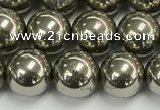 CPY262 15.5 inches 8mm round pyrite gemstone beads wholesale